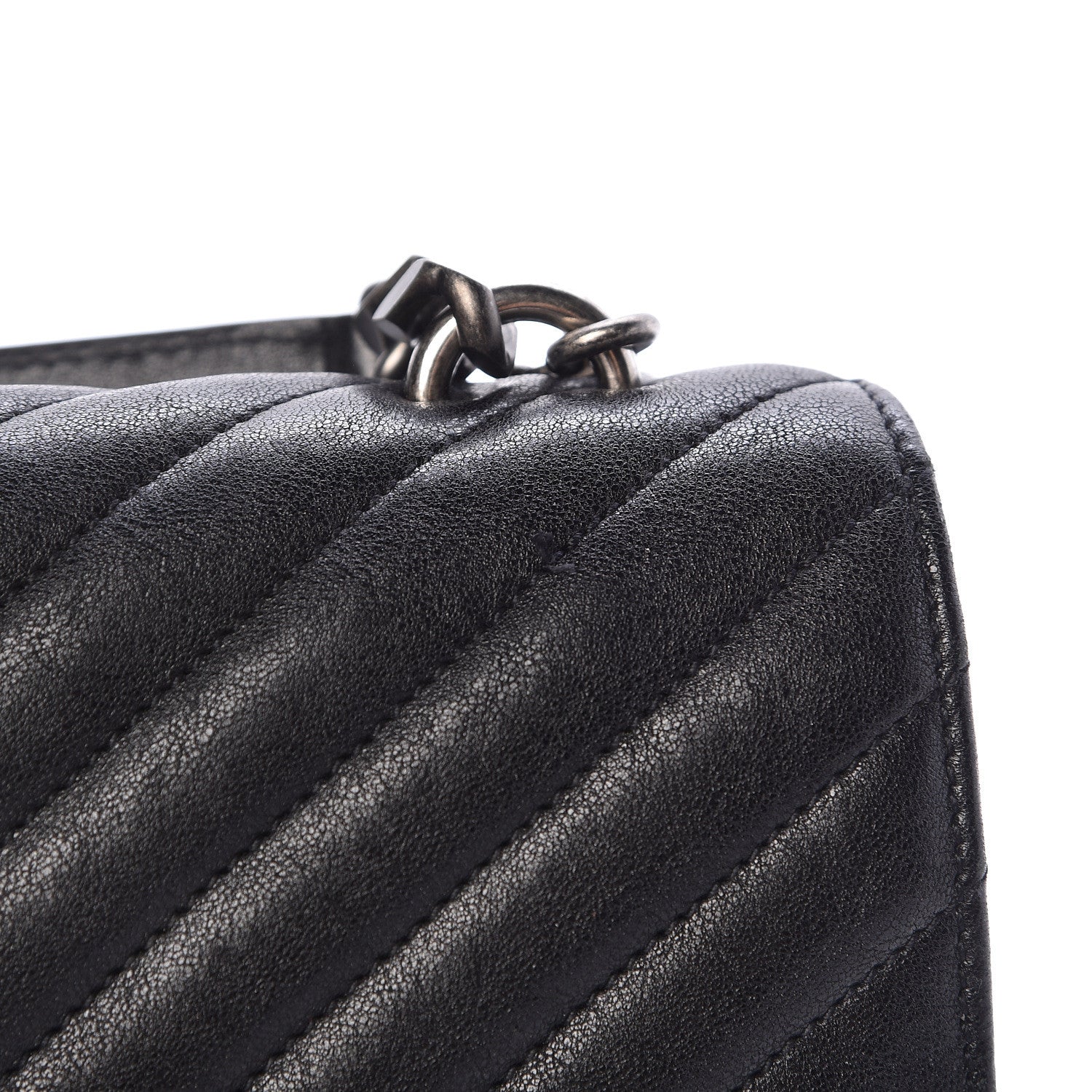 Saint Laurent Sheepskin Matelasse Chevron Monogram Large College Satchel Black 15 of 17