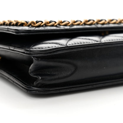 Chanel Lambskin Quilted Chain Around Wallet On Chain WOC Black 10 of 14