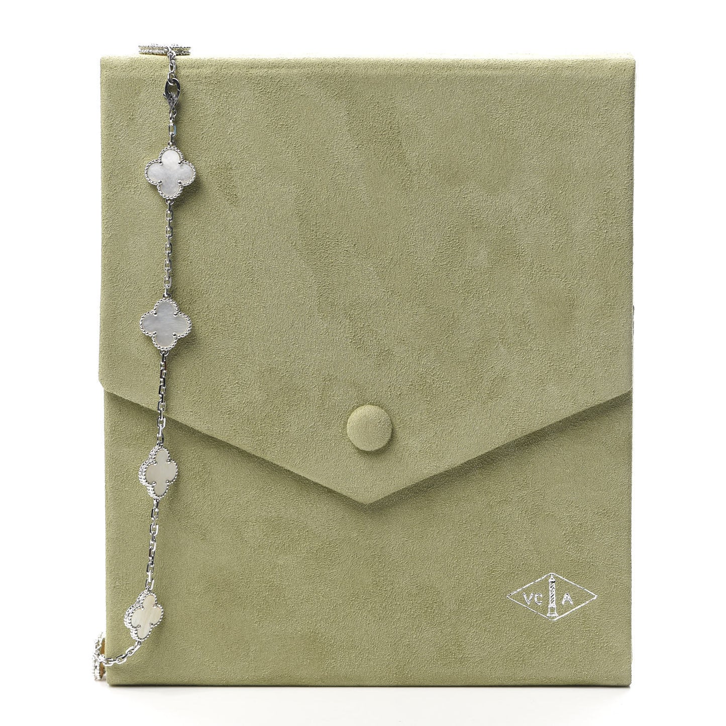 18K White Gold Mother of Pearl 10 Motifs Vintage Alhambra Necklace