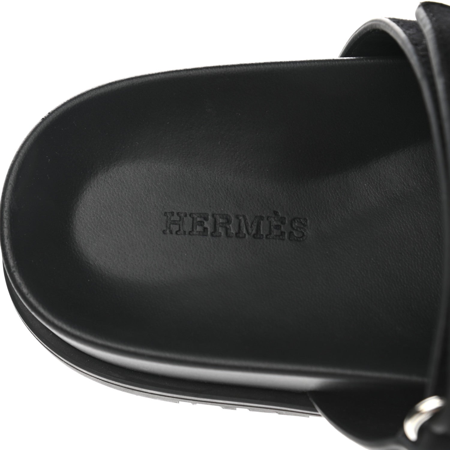 Hermes Suede Goatskin Womens Chypre Sandals 37 Black 7 of 9