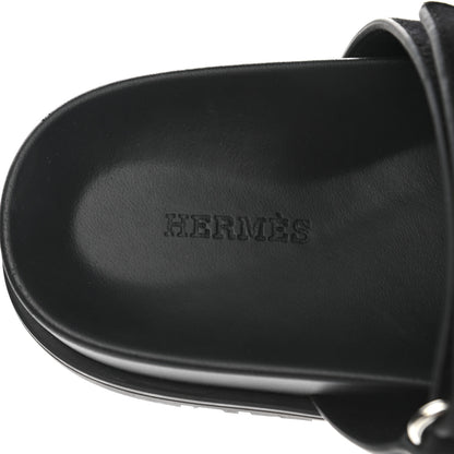 Hermes Suede Goatskin Womens Chypre Sandals 37 Black 7 of 9