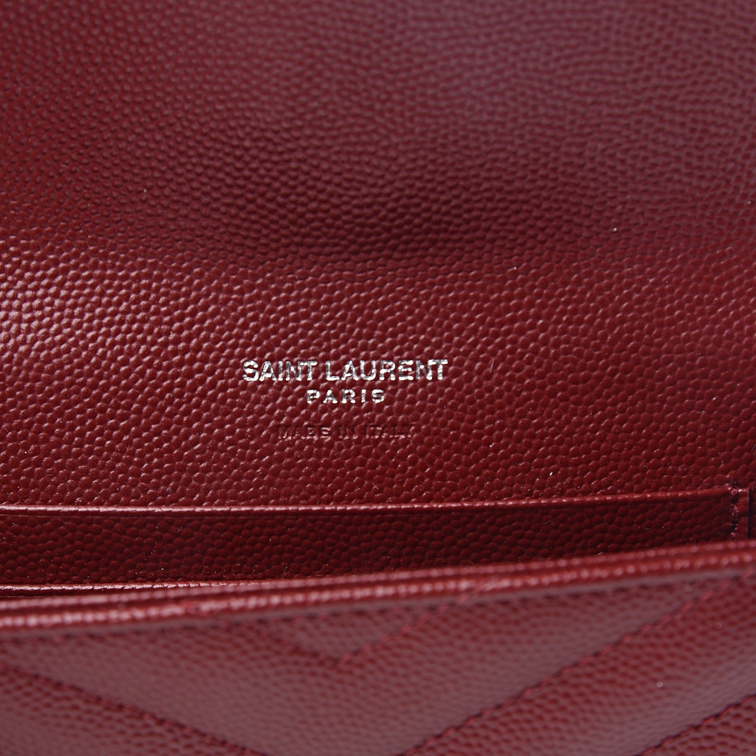 Saint Laurent Grain De Poudre Matelasse Chevron Small Monogram Envelope Wallet Palissandre 5 of 5