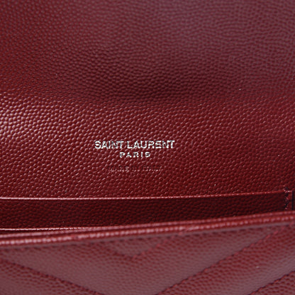 Saint Laurent Grain De Poudre Matelasse Chevron Small Monogram Envelope Wallet Palissandre 5 of 5