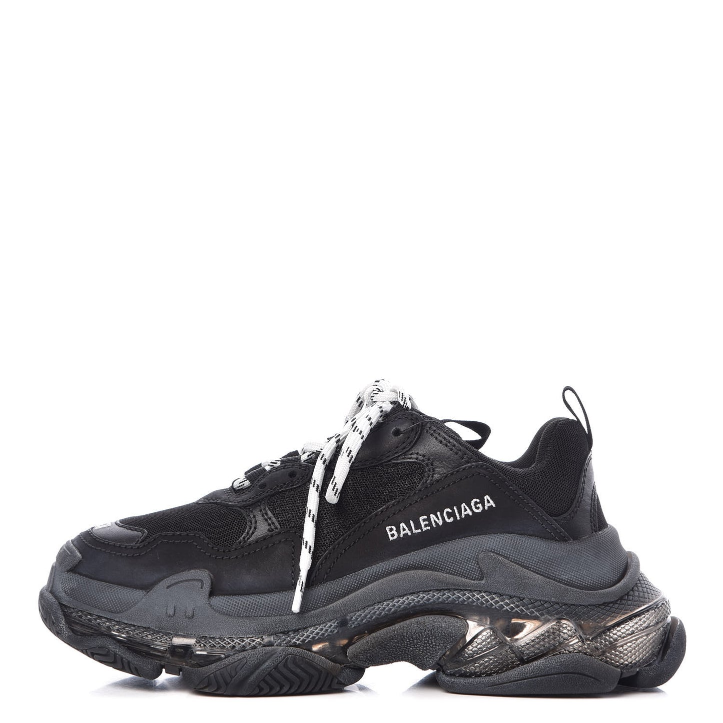 Fabric Mesh Clear Sole Womens Triple S Sneakers 37 Black