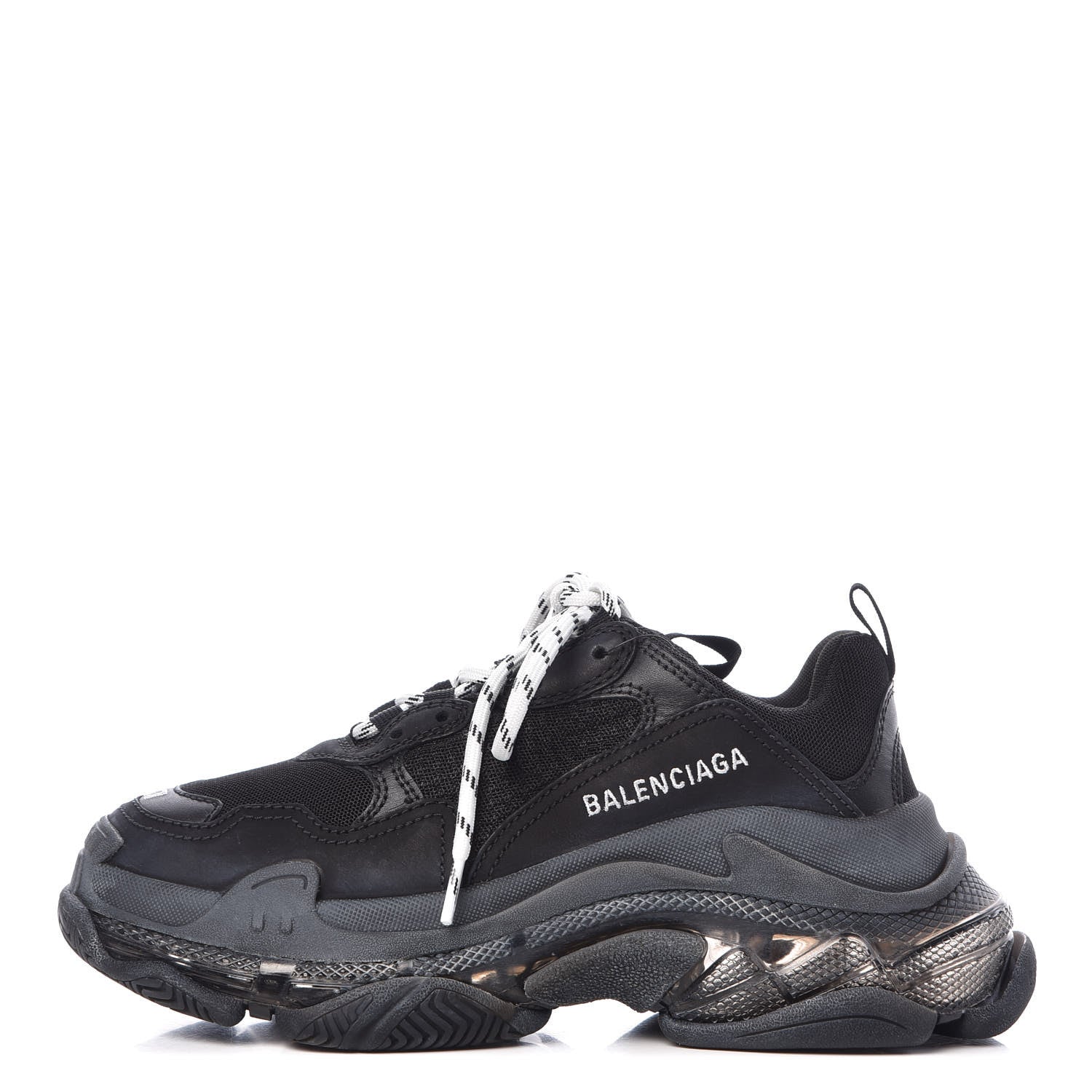 Balenciaga Fabric Mesh Clear Sole Womens Triple S Sneakers 37 Black 1 of 9