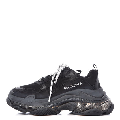 Balenciaga Fabric Mesh Clear Sole Womens Triple S Sneakers 37 Black 1 of 9