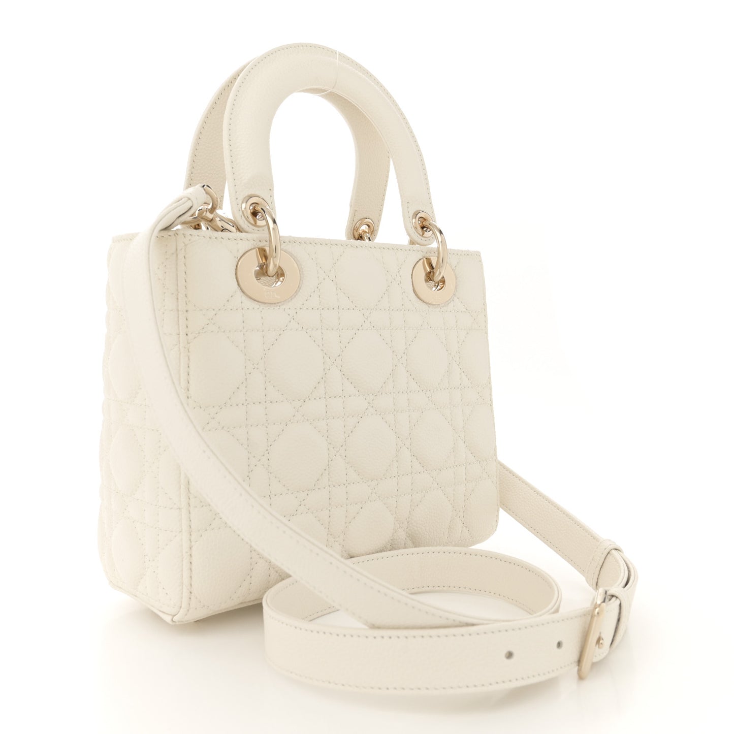 Grained Calfskin Cannage Small Lady Dior Latte
