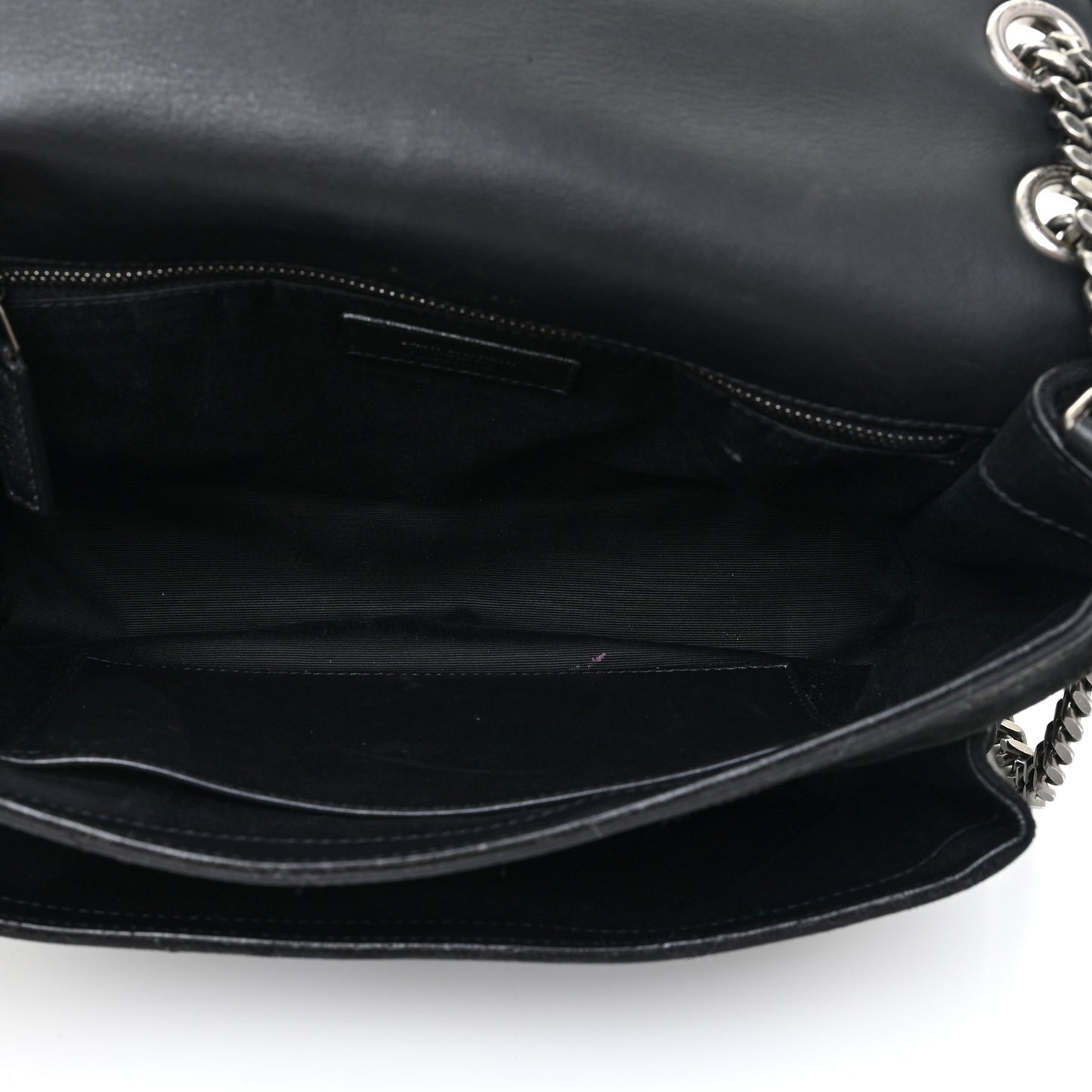 Suede Monogram Medium Niki Chain Satchel Black