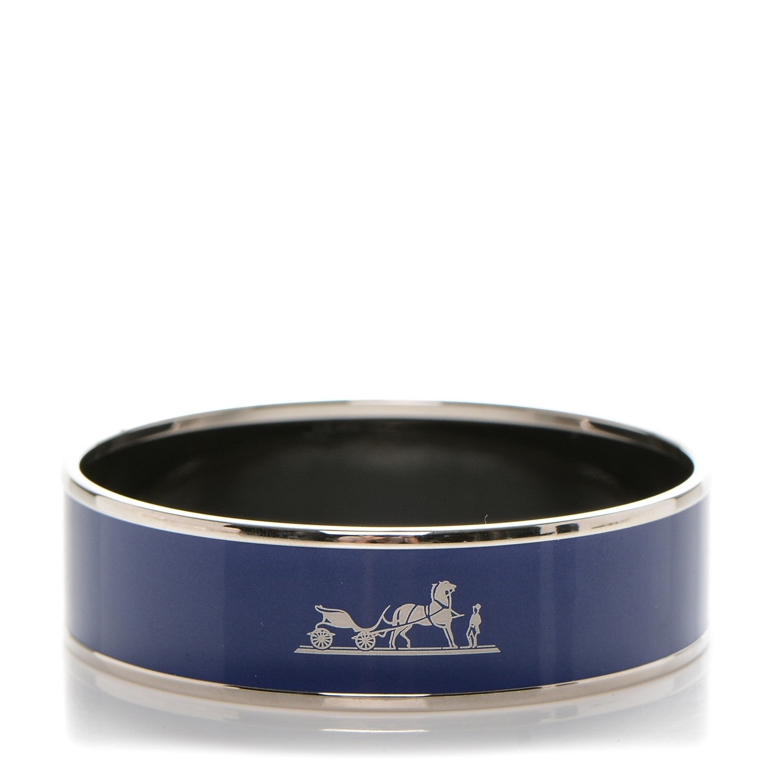Hermes Enamel Printed Wide Caleche Bracelet 62 Bleu 1 of 6