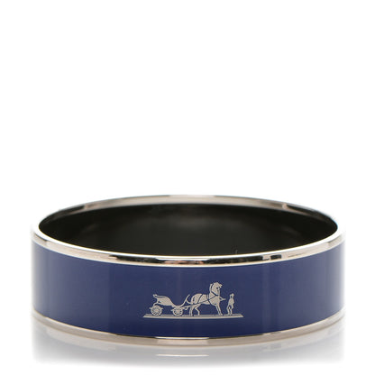 Hermes Enamel Printed Wide Caleche Bracelet 62 Bleu 1 of 6