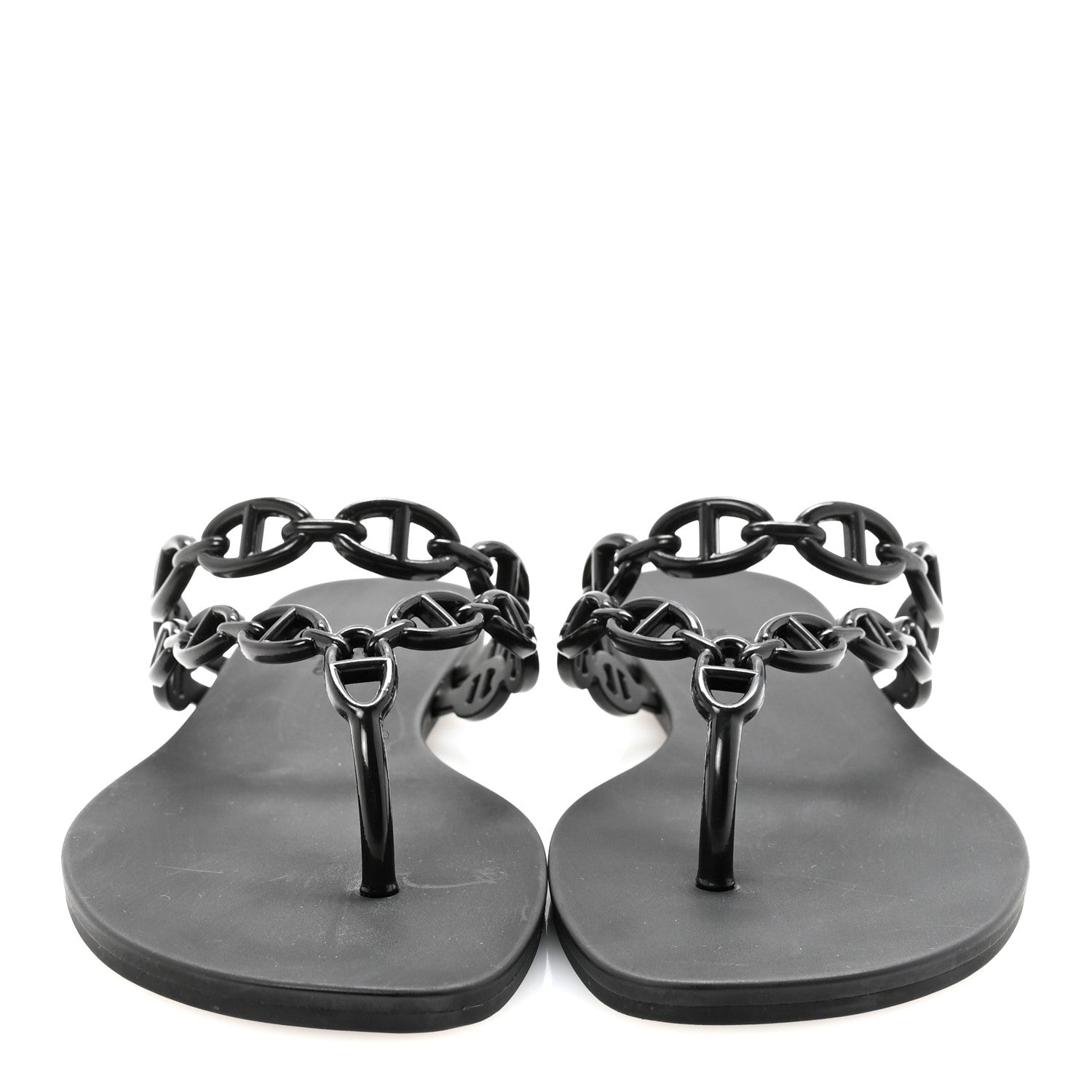 Hermes Rubber Chaine d'Ancre Island Sandals 37 Black 3 of 8