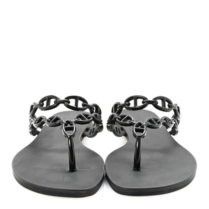 Hermes Rubber Chaine d'Ancre Island Sandals 37 Black 3 of 8