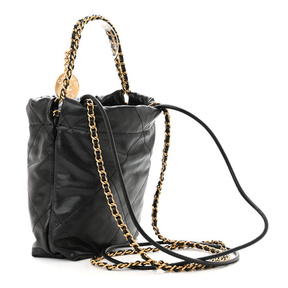 Chanel Shiny Caviar Quilted Monochrome Mini Chanel 22 Black 3 of 10