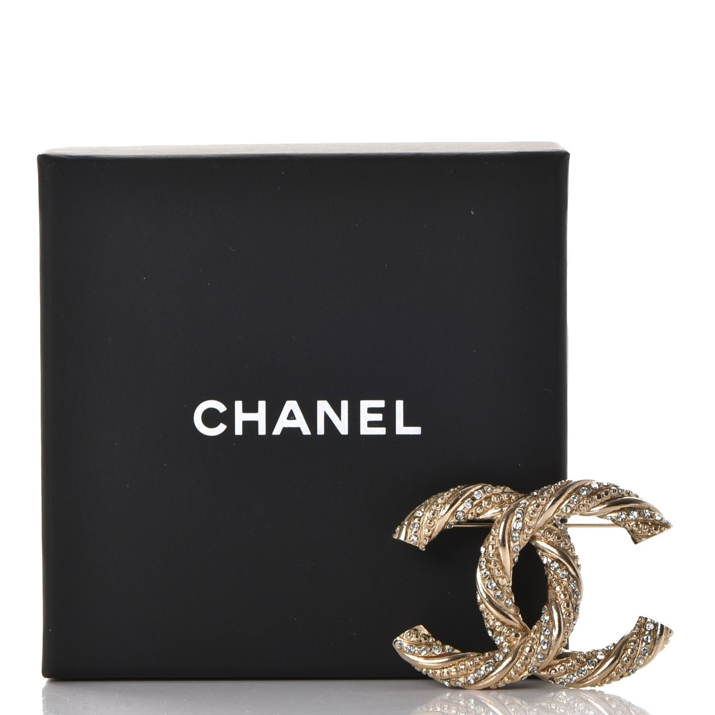 Crystal Twisted CC Brooch Light Gold