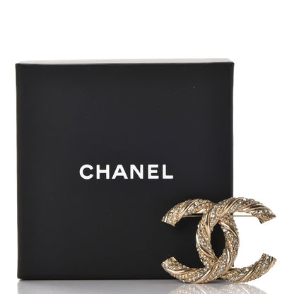 Chanel Crystal Twisted CC Brooch Light Gold 7 of 7