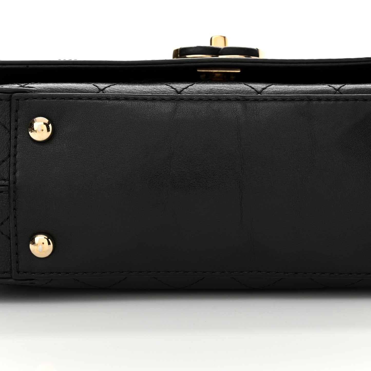 Calfskin Stitched Medium Covered CC Flap Bag Black