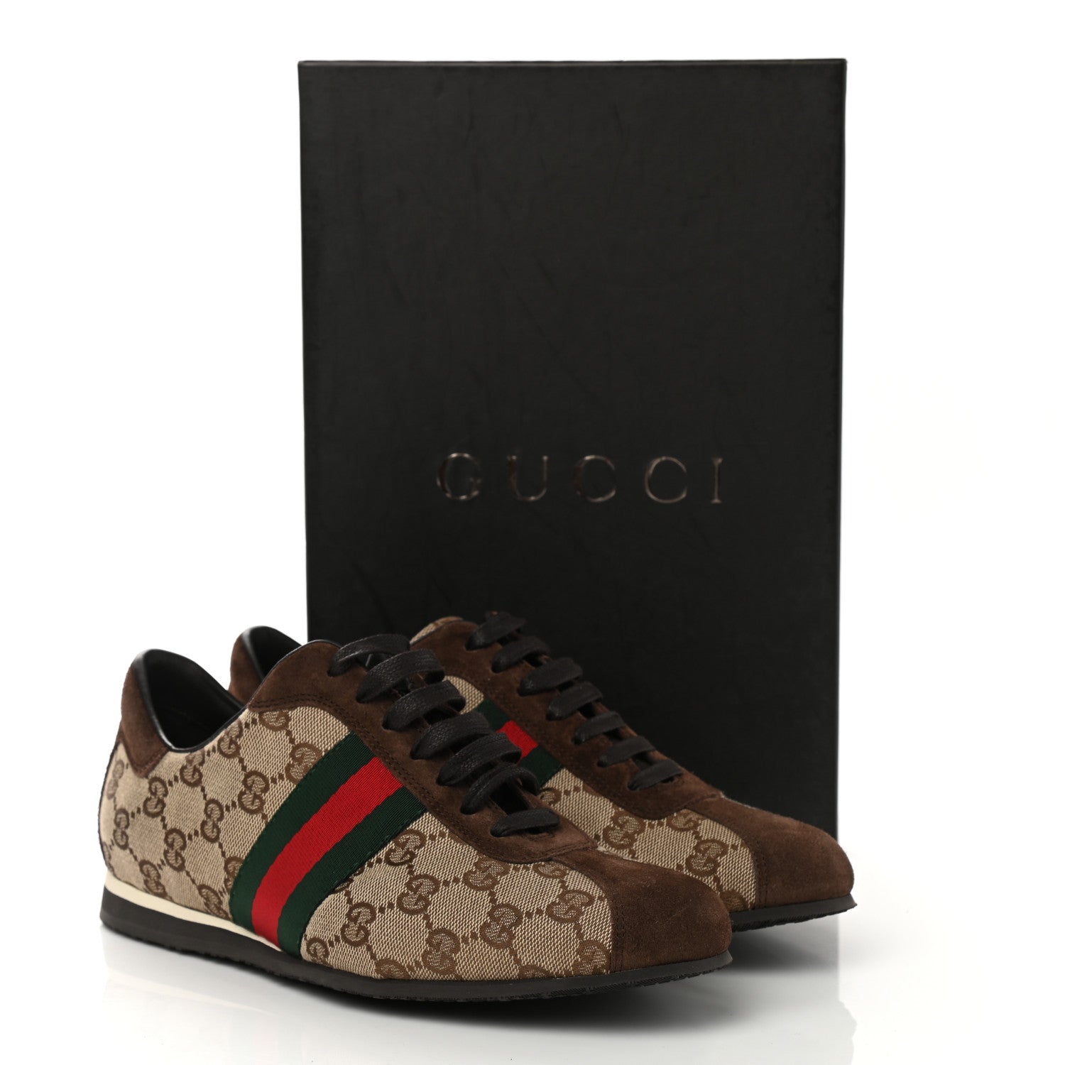 Gucci GG Monogram Suede Vintage Web Womens Sneakers 8 Dark Chestnut 9 of 9