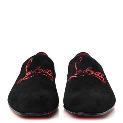 Christian Louboutin Veau Velours Strass Mens Navy Dandelion Flat Loafers 41 Black Loubi 3 of 9
