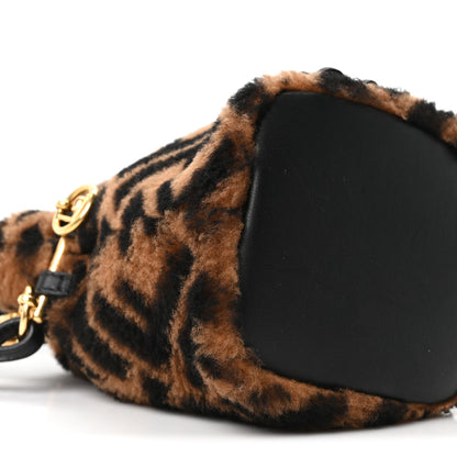 Fendi Shearling Vitello Dolce F is Fendi Macro FF 1974 Mini Mon Tresor Bucket Bag Tobacco Black 8 of 9
