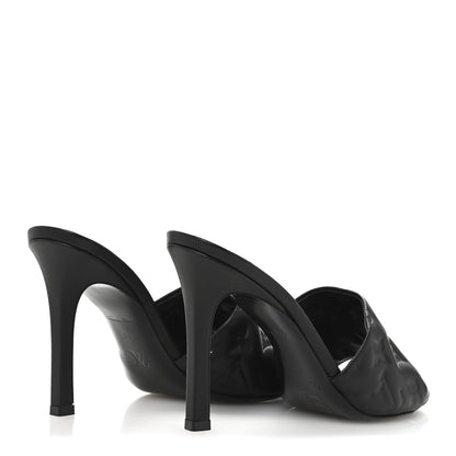 Louis Vuitton Lambskin Embossed Monogram Revival High Heel Mules 39 Black 5 of 9