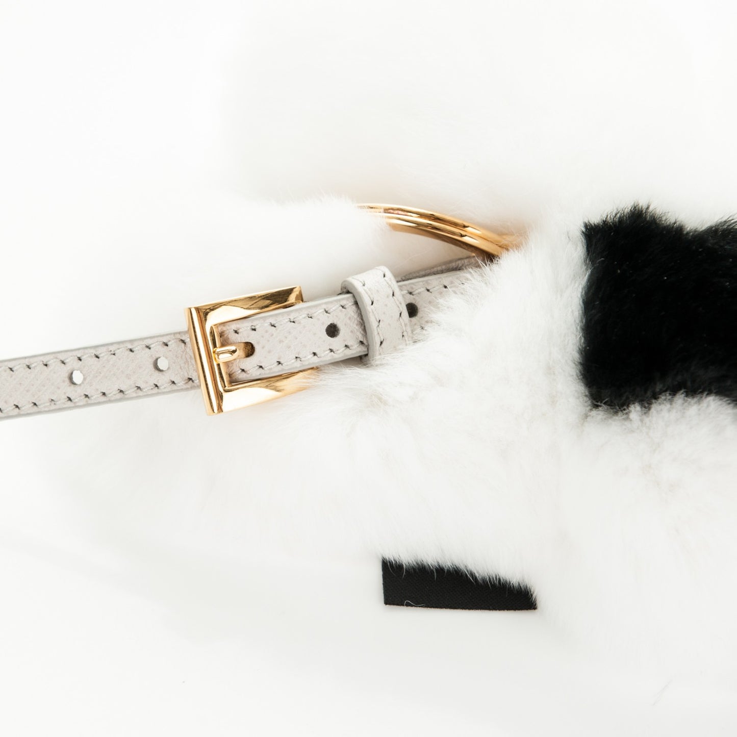 Fur Rabbit Charm White Black