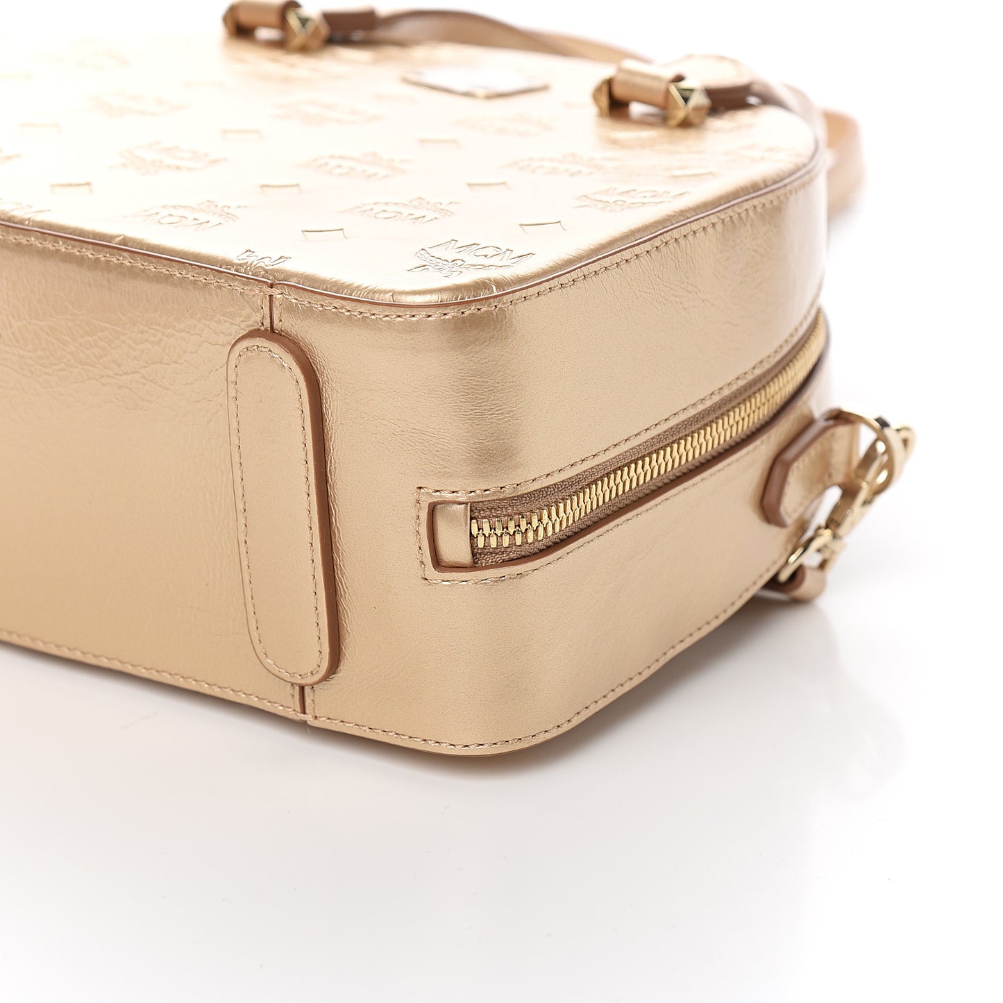 Metallic Calfskin Ottomar Monogram Medium Half Moon Tote Gold