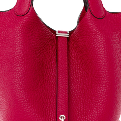 Hermes Taurillon Clemence Swift Eclat Picotin Lock 22 MM Framboise Rouge Sellier 8 of 10