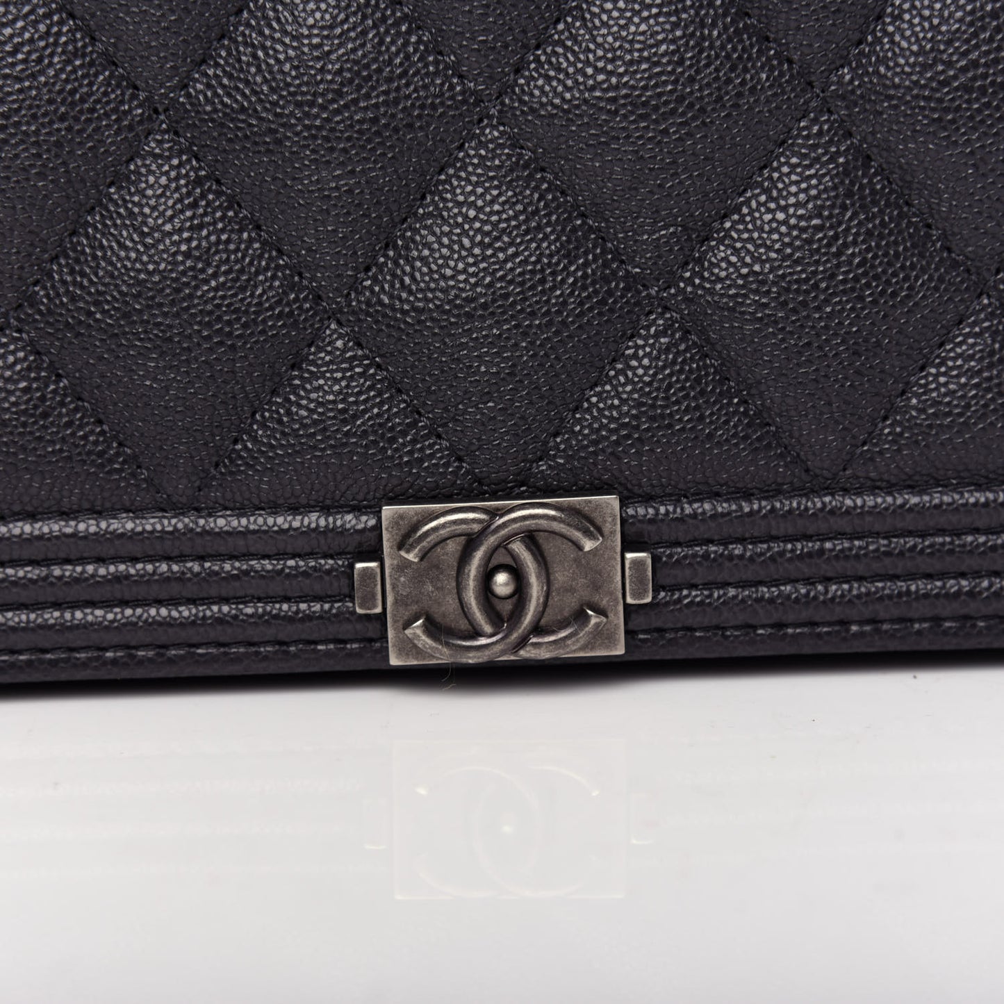 Caviar Quilted Boy Wallet On Chain WOC Charcoal