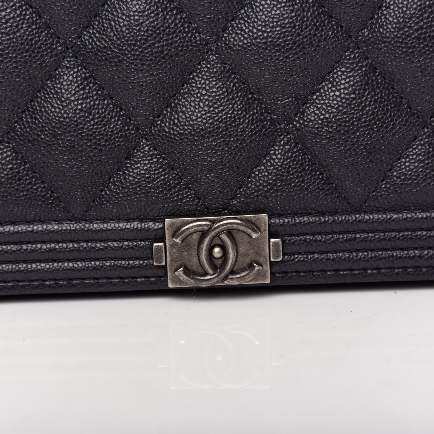 Chanel Caviar Quilted Boy Wallet On Chain WOC Charcoal 10 of 11