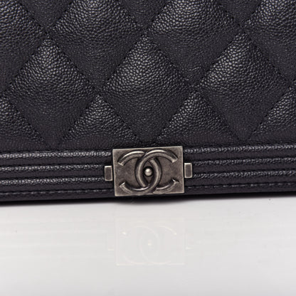 Chanel Caviar Quilted Boy Wallet On Chain WOC Charcoal 10 of 11