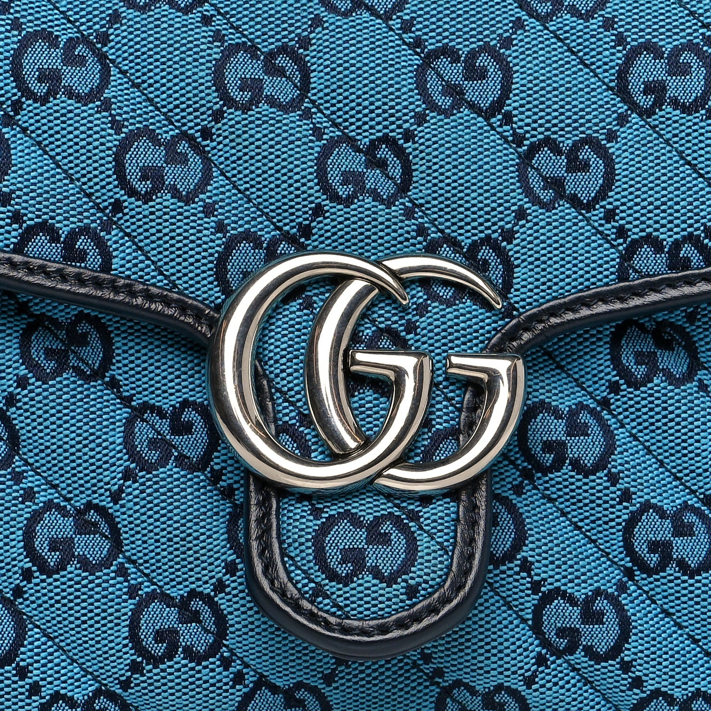 Monogram Multicolor Matelasse Diagonal Mini GG Marmont Top Handle Shoulder Bag Light Blue