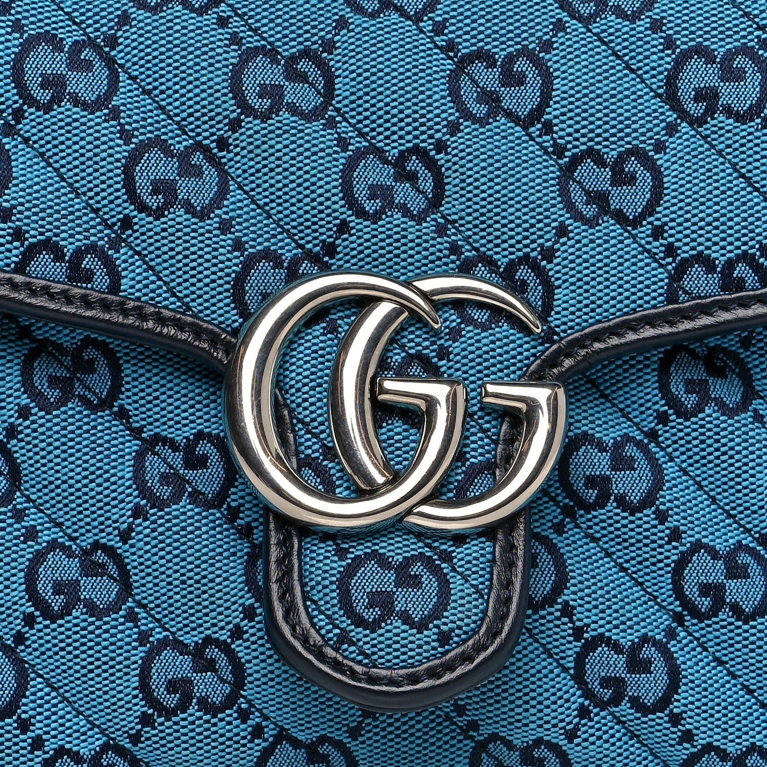 Gucci Monogram Multicolor Matelasse Diagonal Mini GG Marmont Top Handle Shoulder Bag Light Blue 8 of 11