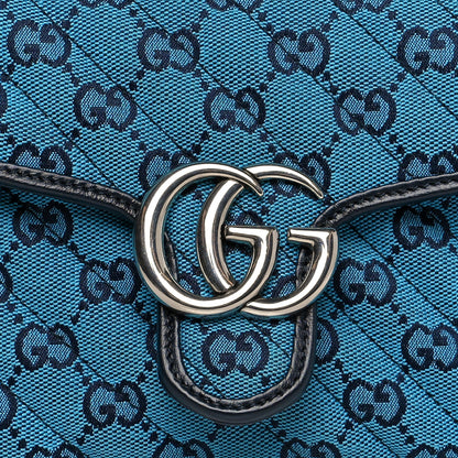 Gucci Monogram Multicolor Matelasse Diagonal Mini GG Marmont Top Handle Shoulder Bag Light Blue 8 of 11