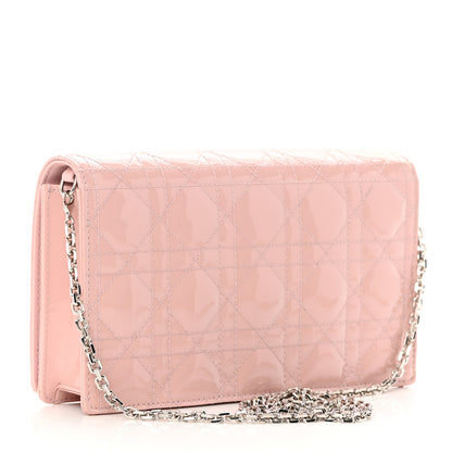 Christian Dior Patent Cannage Lady Dior Convertible Clutch Light Pink 4 of 13