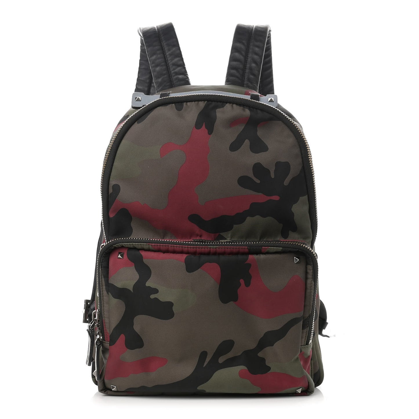 Nylon Camouflage Print Backpack Green White Black Red