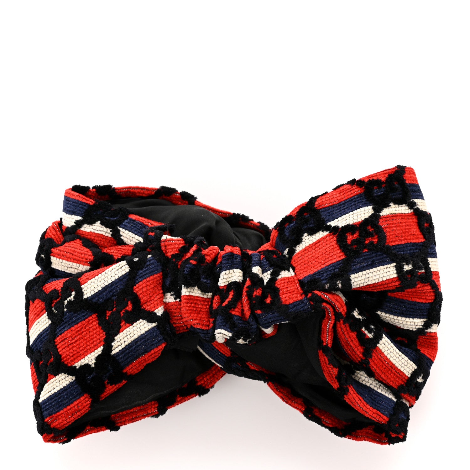 Gucci Cotton Embroidered GG Blend Headband M Blue Red 3 of 5