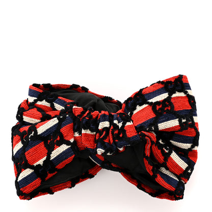 Gucci Cotton Embroidered GG Blend Headband M Blue Red 3 of 5