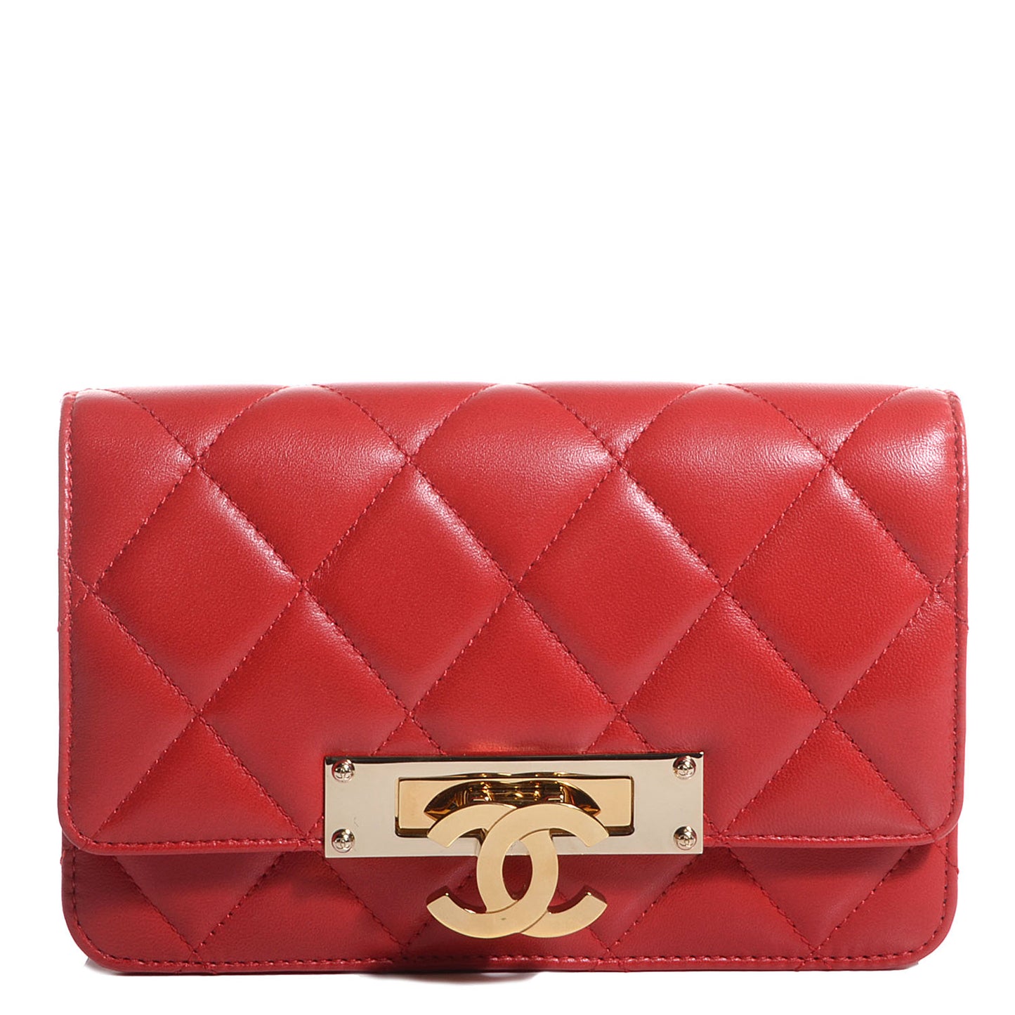 Lambskin Golden Class Wallet on Chain WOC Red