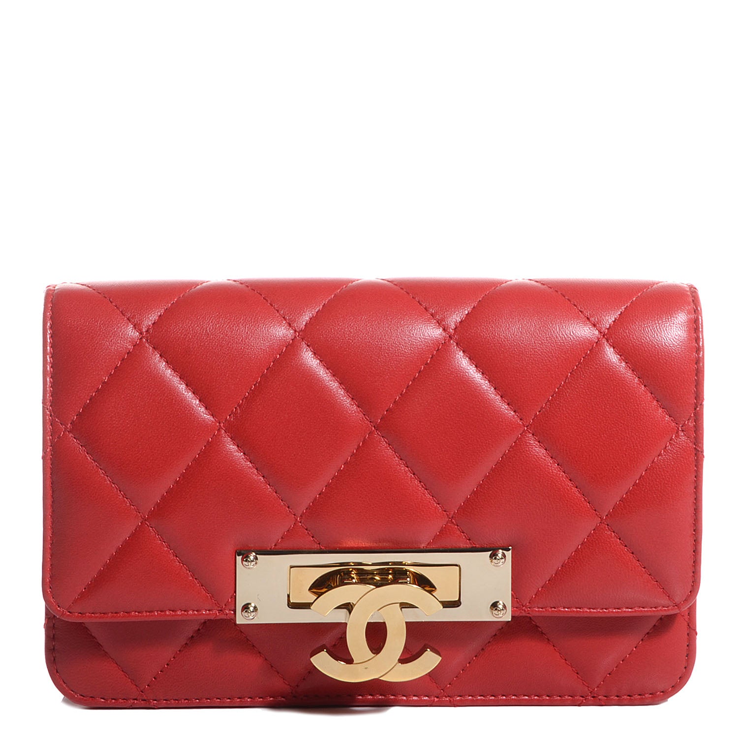 Chanel Lambskin Golden Class Wallet on Chain WOC Red 1 of 7