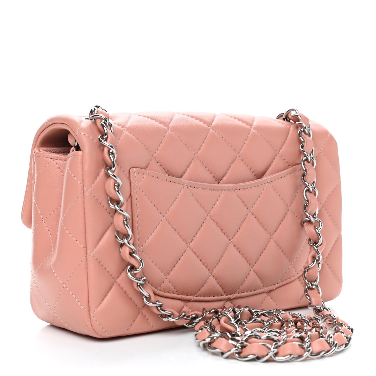 Lambskin Quilted Mini Rectangular Flap Pink
