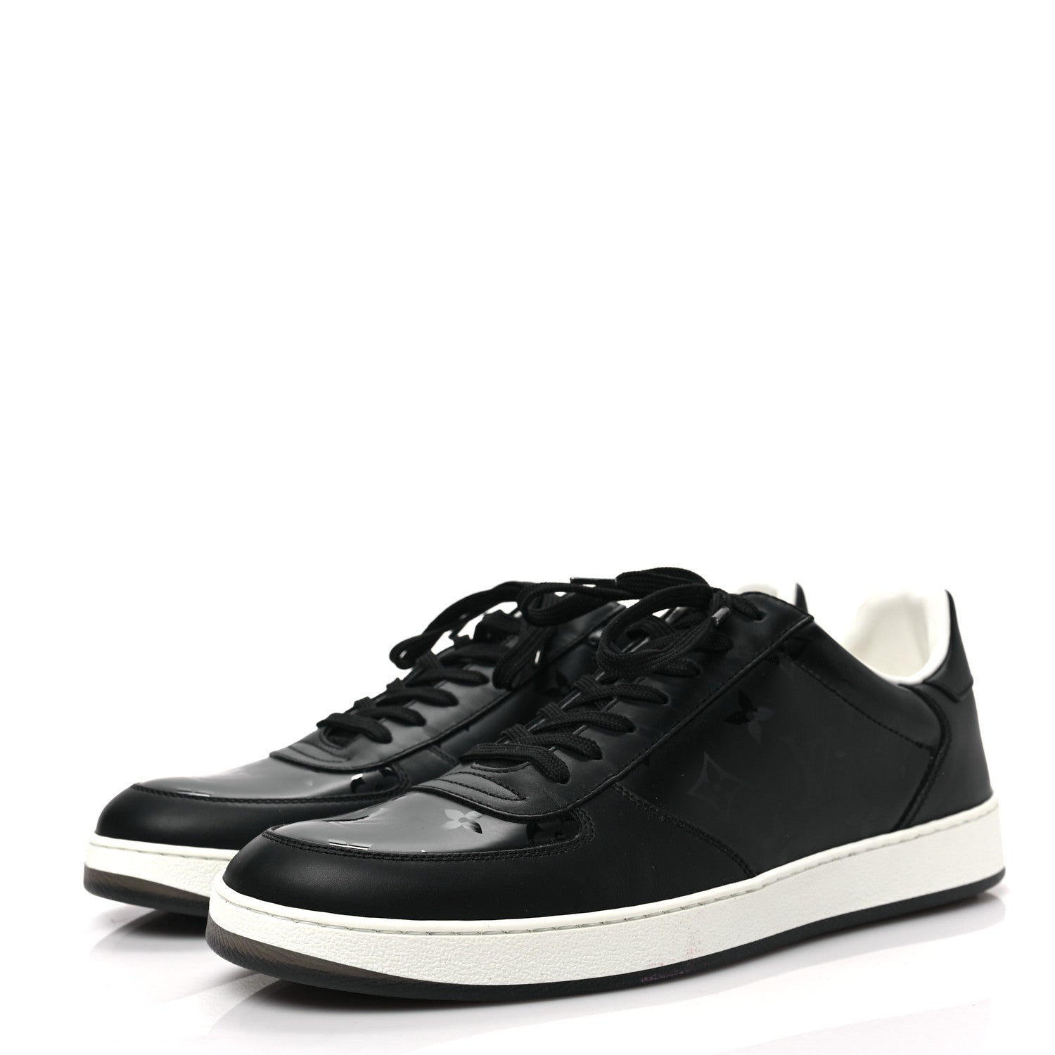 Louis Vuitton Calfskin Monogram Mens Rivoli Sneakers 8.5 Black 3 of 8