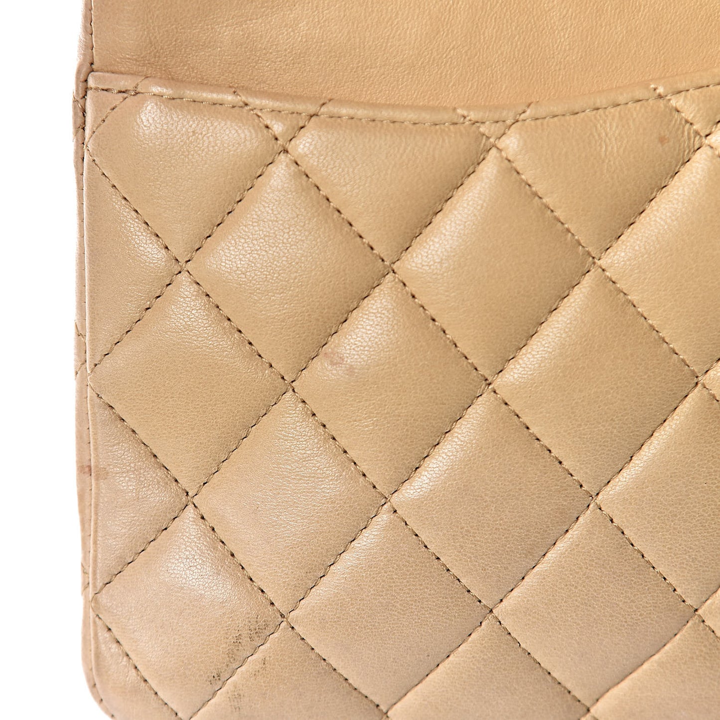 Lambskin Quilted Medium Double Flap Beige