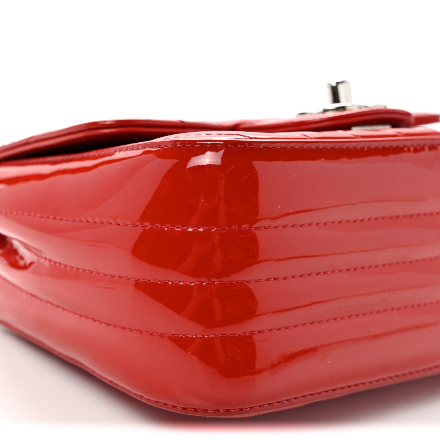 Chanel Patent Chevron Quilted Mini Square Flap Red 9 of 12