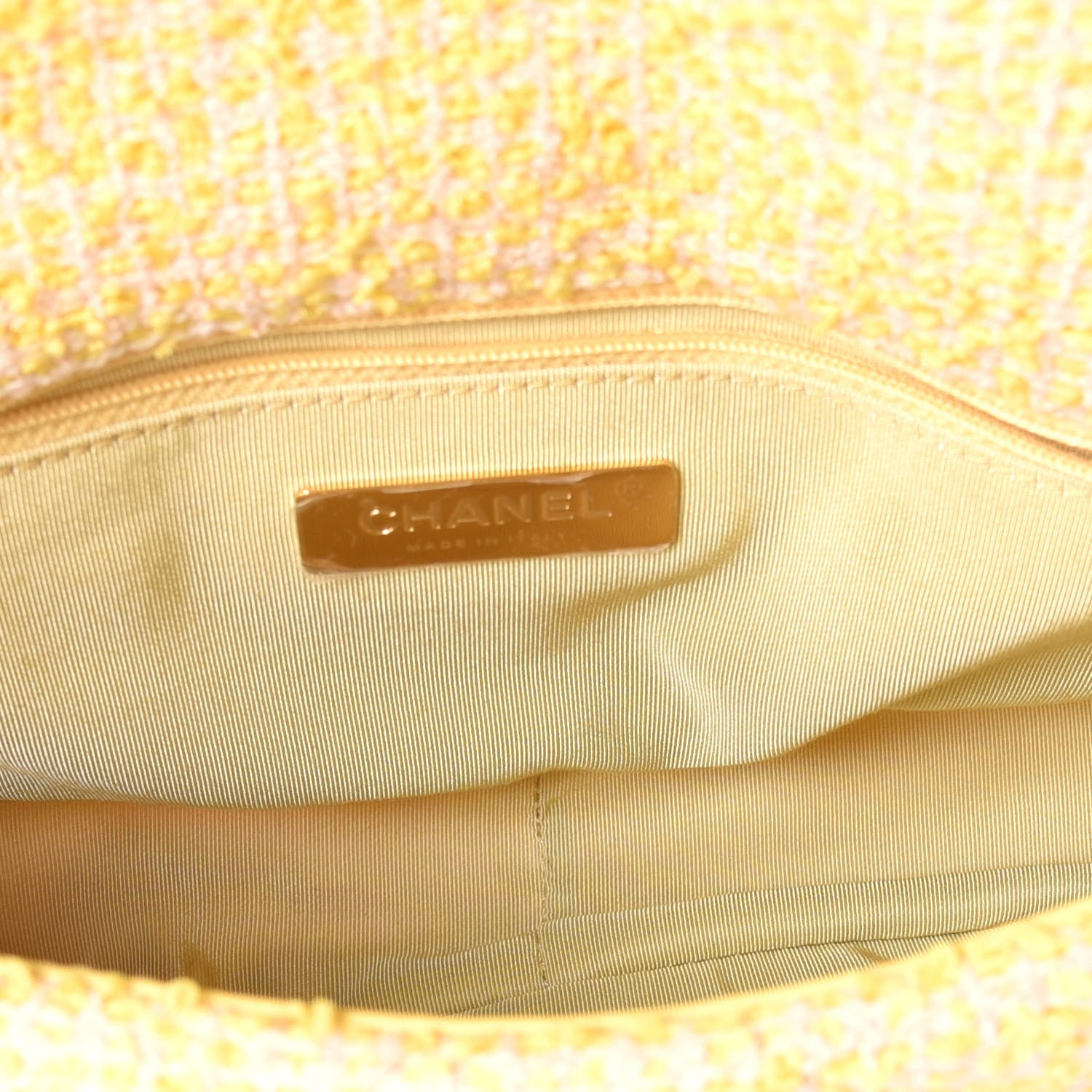 Chanel Tweed Quilted Medium Chanel 19 Flap Yellow Pink 5 of 9