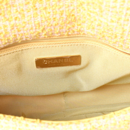 Chanel Tweed Quilted Medium Chanel 19 Flap Yellow Pink 5 of 9