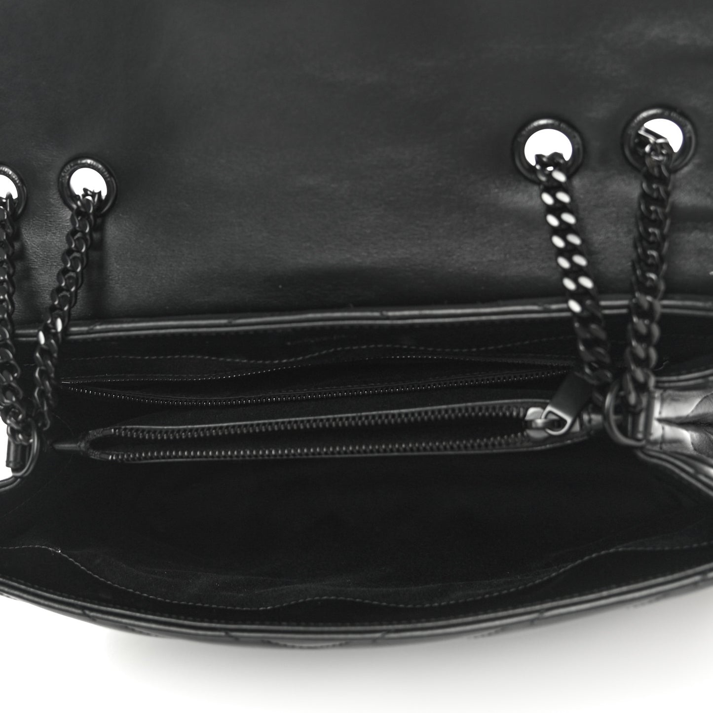 Calfskin Y Quilted Monogram Medium Loulou Chain Satchel Black
