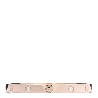 Cartier 18K Pink Gold 4 Diamond LOVE Bracelet 17 1 of 6