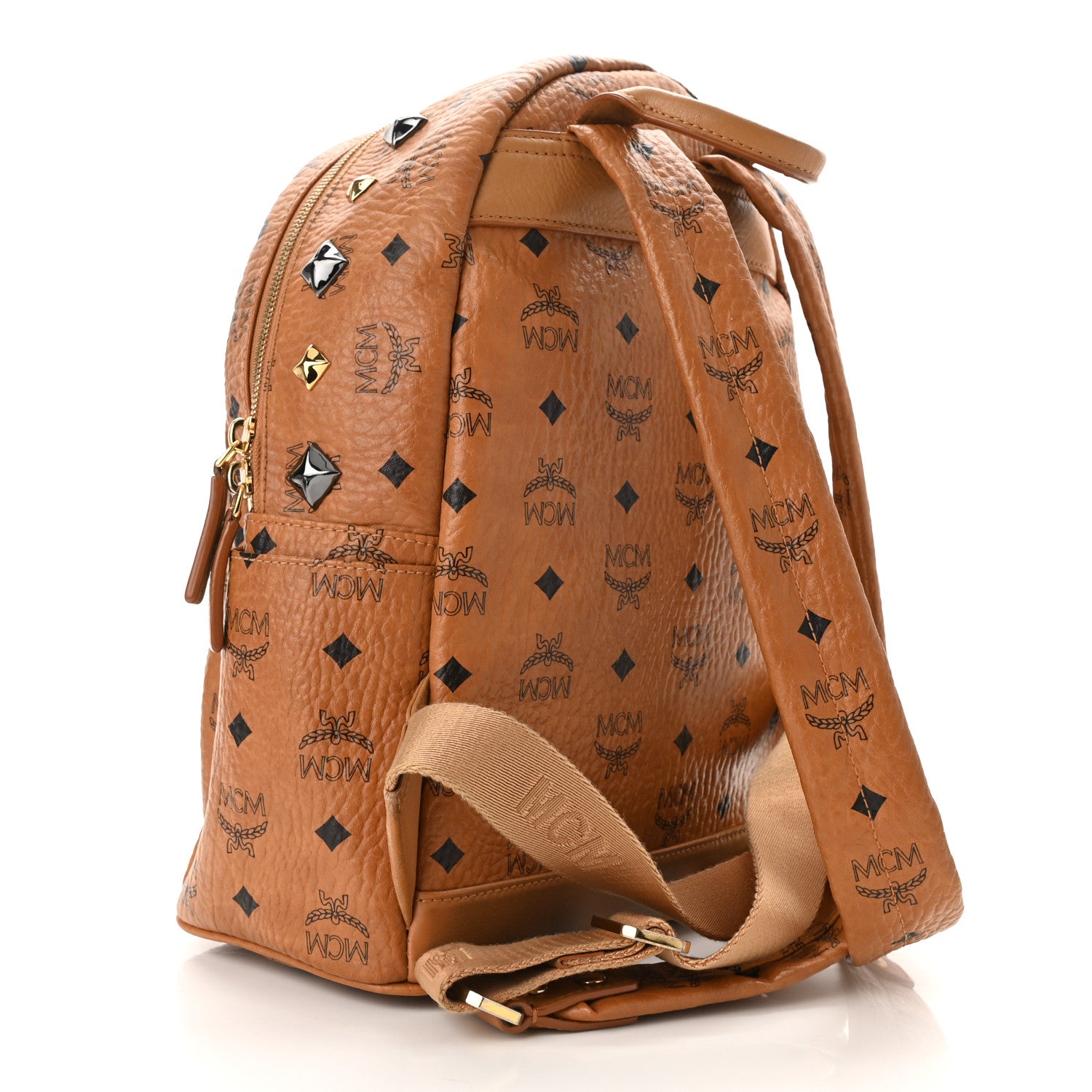 MCM Visetos Studded Small Stark M Backpack Cognac 2 of 9