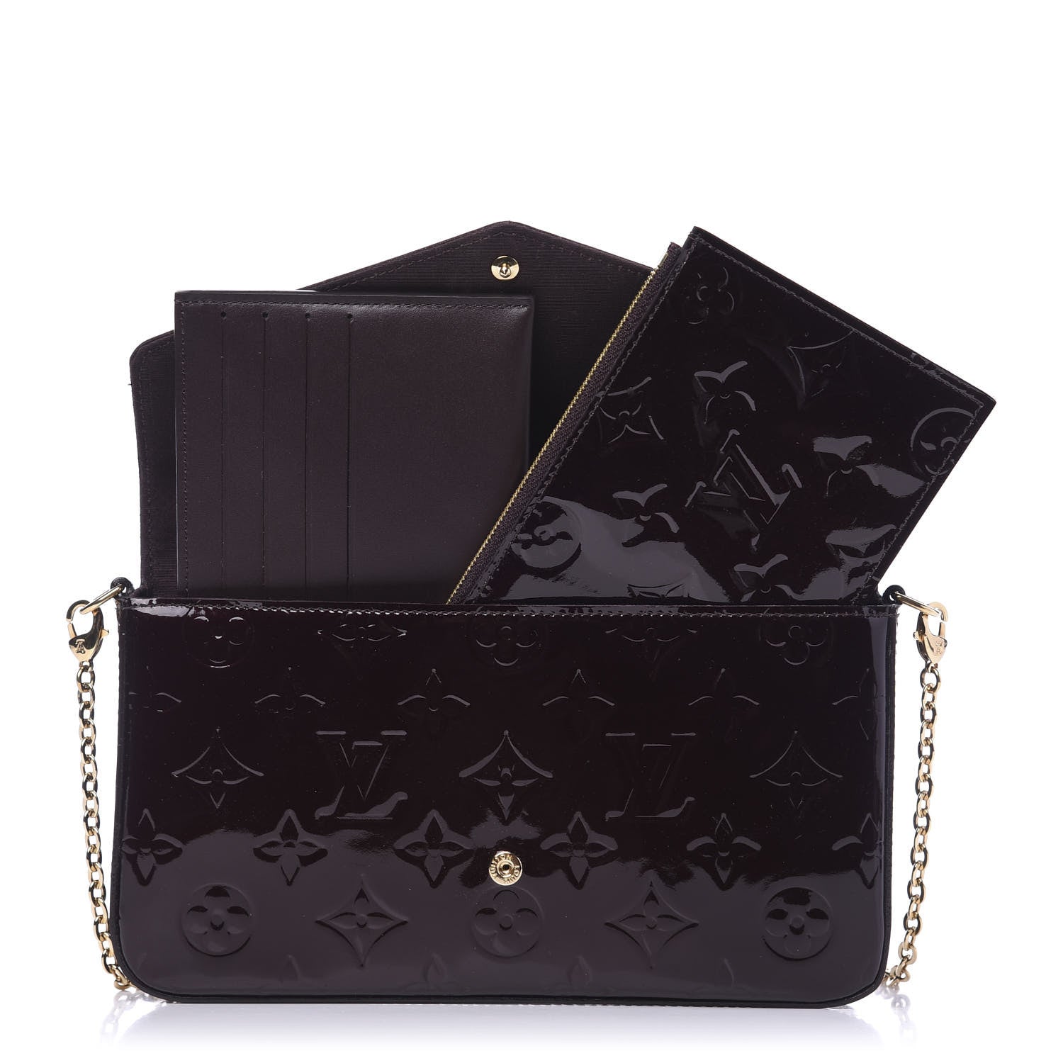 Louis Vuitton Vernis Pochette Felicie Chain Wallet Amarante 6 of 9