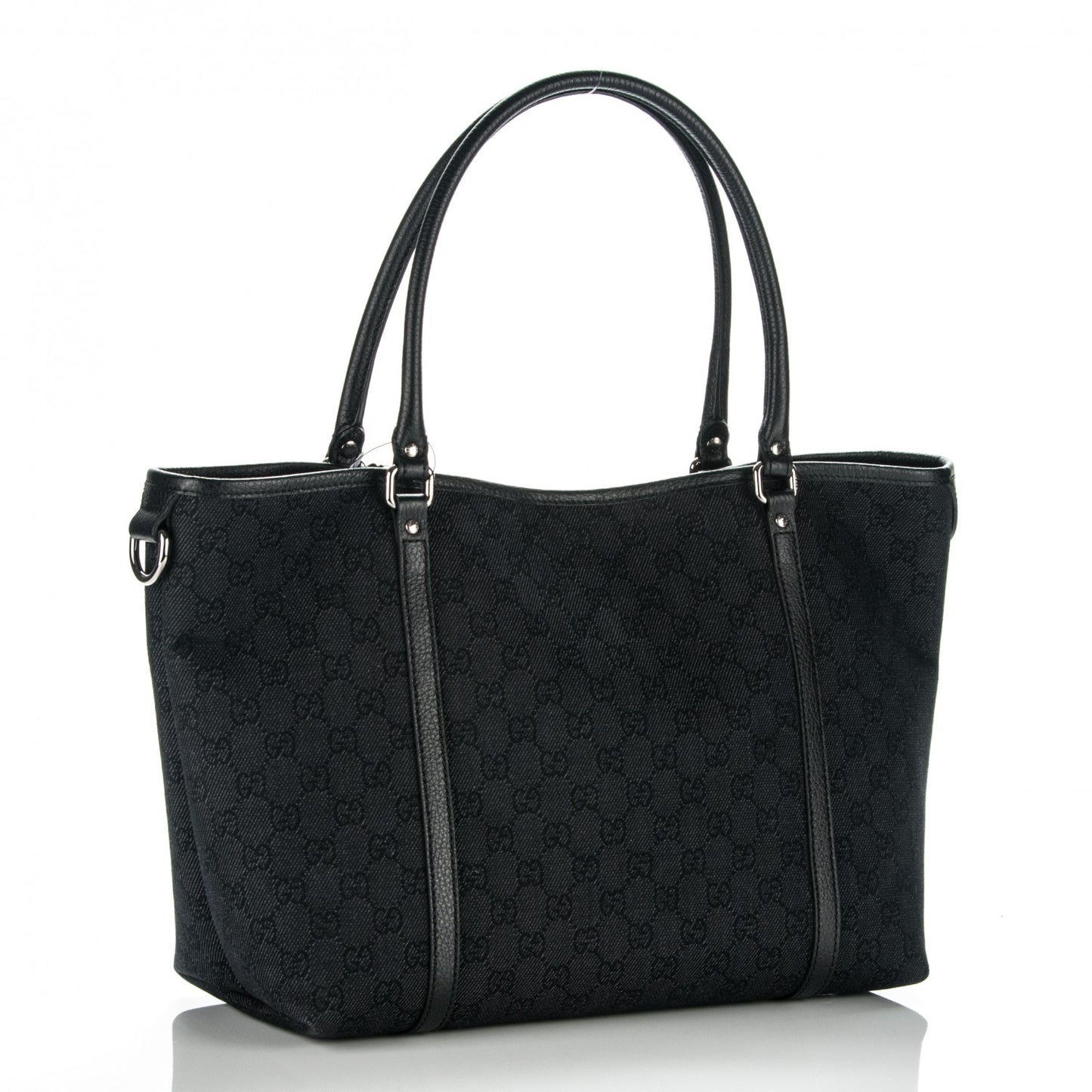 Denim Dollar Calfskin GG Monogram Medium Joy Tote Asfalto Black